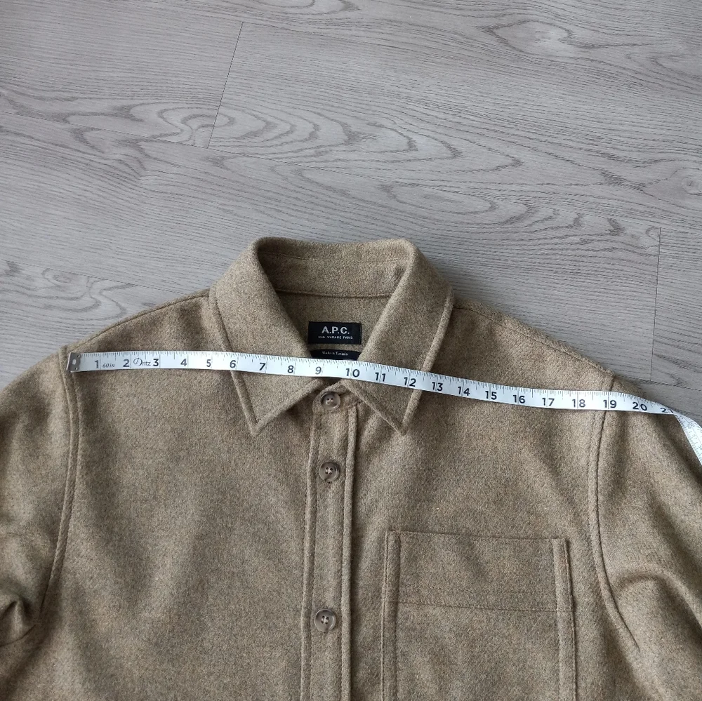 A.P.C. Men's Basile Wool Overshirt Shacket In Khaki Heather L - Picture 9 of 15